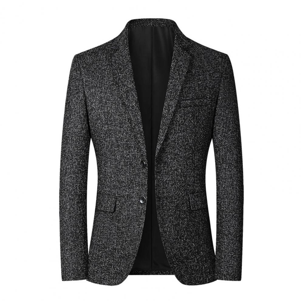 Men Blazer Solid Color Single Breasted Autumn Winter Two Buttons Pockets Suit Coat for Wedding