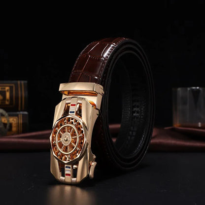 Men Genuine Leather Belts Brand Luxury Stone Pattern High Quality Business Work Automatic Buckle Belts for Men ZD121