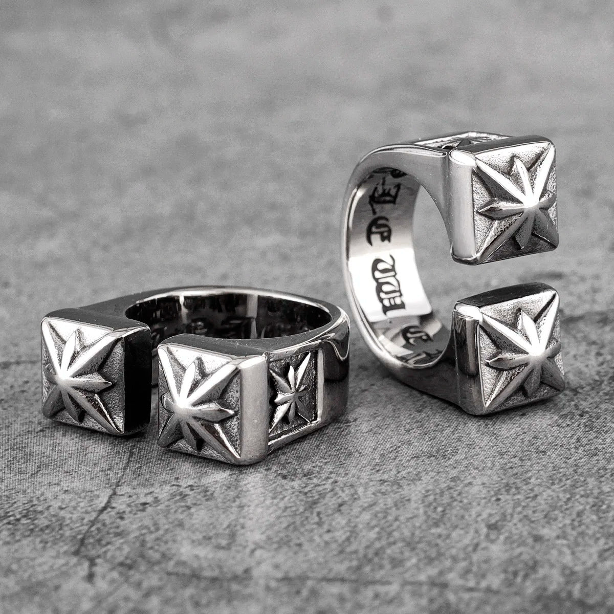 Vintage Gothic Flower Stainless Steel Mens Open Rings Punk Unique for Women Boyfriend Biker Jewelry Creativity Gift Wholesale