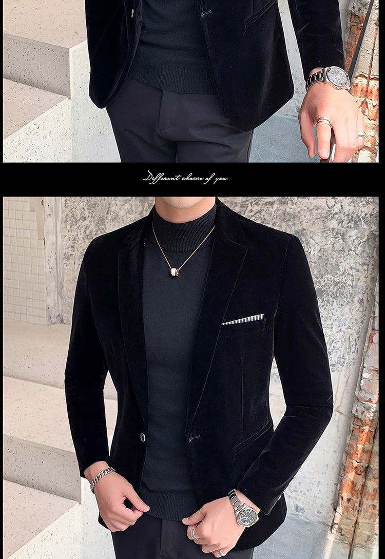 Burgundy Velvet Blazer Men 2022 Fashion Casual Blazer Men Wedding Groom Singer Costume Slim Blazer Formal Evening Dress M-5XL