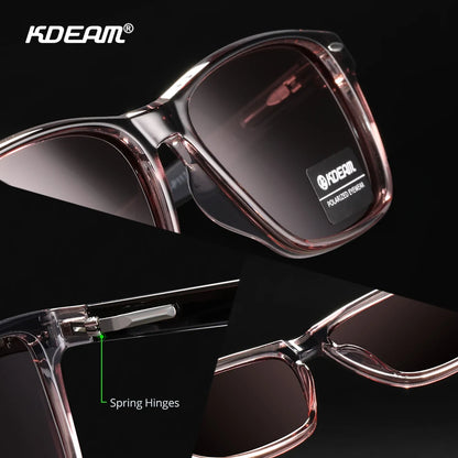 KDEAM All Matching Square Polarized Sunglasses For Men Women TR90 Material Frame Spring Hinges KD398