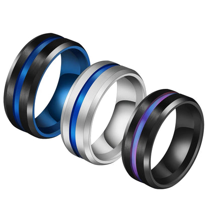 UAGE Hot Sale Groove Rings Black Blu Stainless Steel Midi Rings For Men Charm Male Jewelry Dropshipping