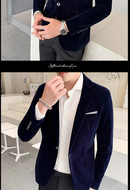 Burgundy Velvet Blazer Men 2022 Fashion Casual Blazer Men Wedding Groom Singer Costume Slim Blazer Formal Evening Dress M-5XL