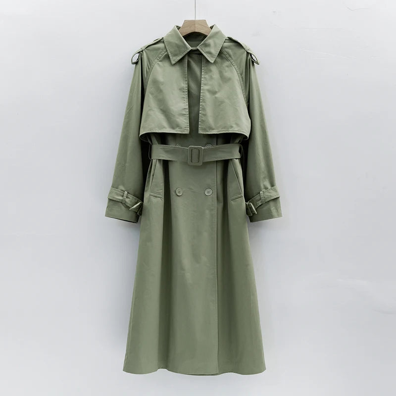 2025 Fall / Autumn New Design Women Stylish Cotton Long Trench Coat Female Windbreaker