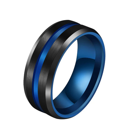 UAGE Hot Sale Groove Rings Black Blu Stainless Steel Midi Rings For Men Charm Male Jewelry Dropshipping