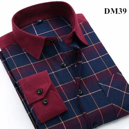 Plaid Shirt 2025 New Autumn Winter Flannel Red Checkered Shirt Men Shirts Long Sleeve Chemise Homme Cotton Male Check Shirts