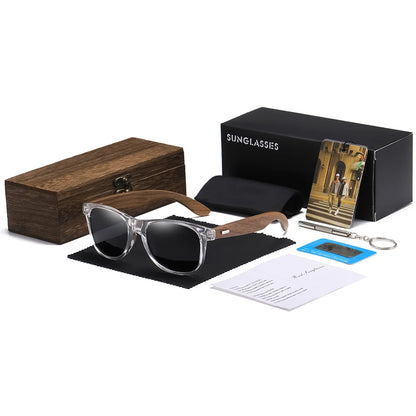 GM Brand Transparent Color Frames Sunglasses Men Women's Polarized Delicate Fashion Handmade Wood Sunglasses With Box