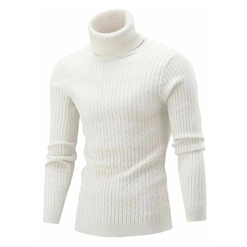 Autumn and Winter Men's Warm Sweater Long Sleeve Turtleneck Sweater Retro Knitted Sweater Pullover Sweater