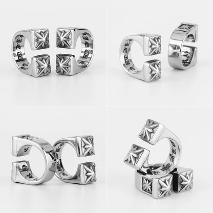 Vintage Gothic Flower Stainless Steel Mens Open Rings Punk Unique for Women Boyfriend Biker Jewelry Creativity Gift Wholesale