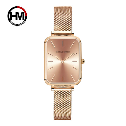 Rectangle Ultrathin Nordic Simple Style Japan Quartz Movement Fashion Stainless Steel Mesh Silvery Bracelet Belt Ladies Watches