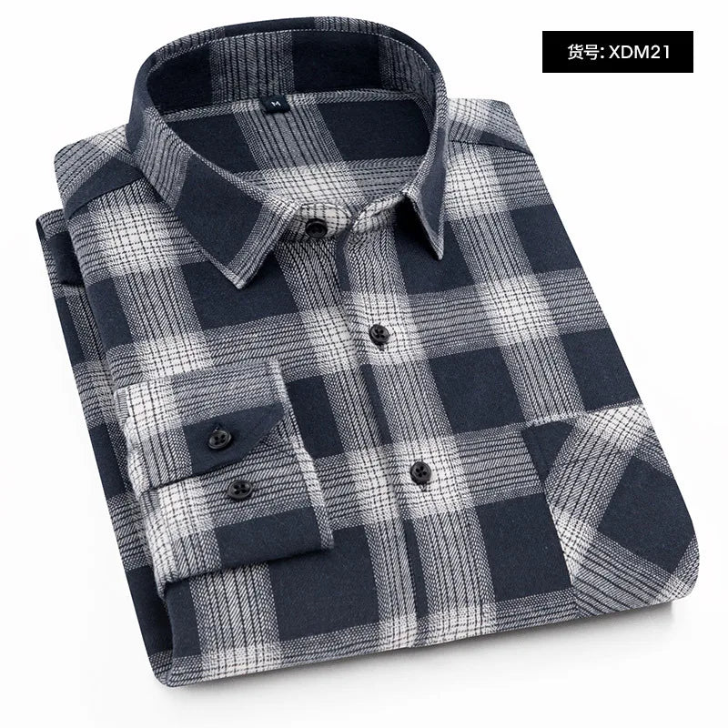 Plaid Shirt 2025 New Autumn Winter Flannel Red Checkered Shirt Men Shirts Long Sleeve Chemise Homme Cotton Male Check Shirts