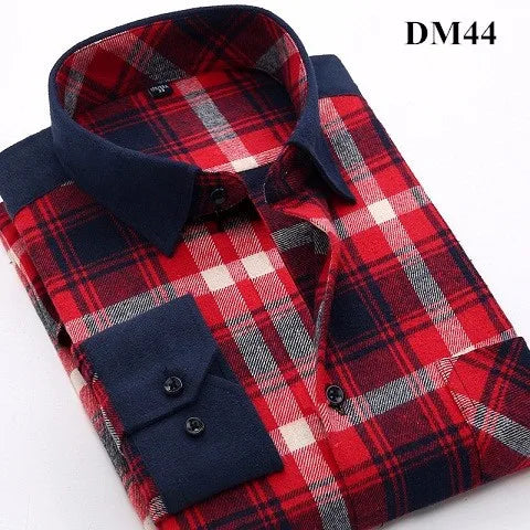 Plaid Shirt 2025 New Autumn Winter Flannel Red Checkered Shirt Men Shirts Long Sleeve Chemise Homme Cotton Male Check Shirts