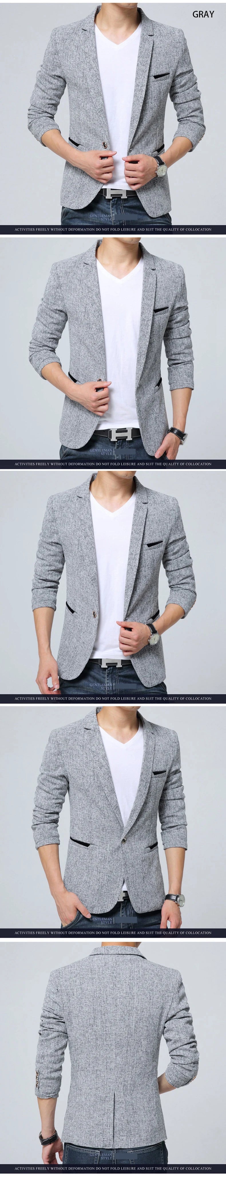 BROWON New Arrival Mens Blazer Jacket Suit Wedding Prom Party Slim Fit Smart Casual Suit Men Jacket Business Men Suit Jacket