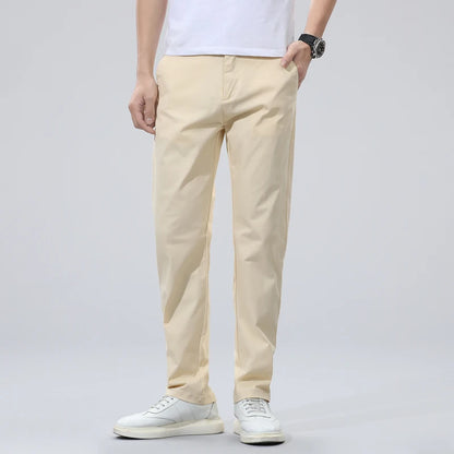 Spring Summer Men's Chinos Cotton Pants Straight Fashion Casual Classic Business Trousers for Male Khaki Black Grey Plus size 40