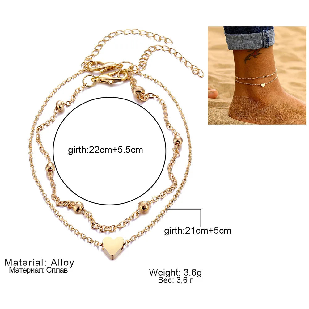 FNIO Bohemia Chain Anklets for Women Foot Accessories 2021 Summer Beach Barefoot Sandals Bracelet ankle on the leg Female