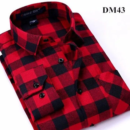 Plaid Shirt 2025 New Autumn Winter Flannel Red Checkered Shirt Men Shirts Long Sleeve Chemise Homme Cotton Male Check Shirts