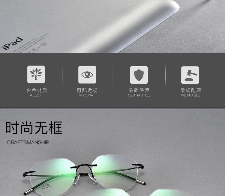 Ultralight Titanium Alloy Rimless Men Glasses Frame Square Eyeglasses Myopia Prescription Frames For Women Optical Eye Glass