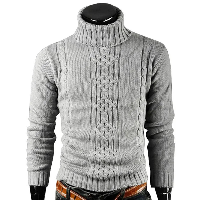 Autumn and Winter Men's Warm Sweater Long Sleeve Turtleneck Sweater Retro Knitted Sweater Pullover Sweater