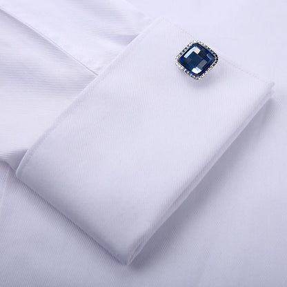 Men's Classic Fly Front Placket French Cuffs Dress Shirt Without Pocket Full Sleeve Standard-fit Banquet Wedding White Shirts