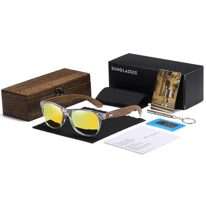 GM Brand Transparent Color Frames Sunglasses Men Women's Polarized Delicate Fashion Handmade Wood Sunglasses With Box