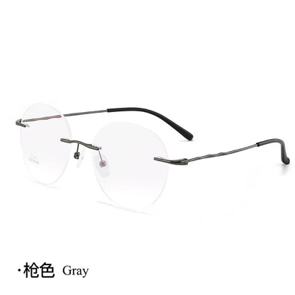 Titanium Alloy Rimless Glasses Frame Men Ultralight Round Eyeglasses Myopia Prescription Frames For Women Optical Eye Glass