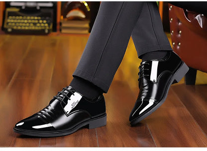 Men Dress Shoes Patent Leather Oxford Shoes Male Formal  Big Size 38-48 Handsome Men Pointed Toe  for Wedding