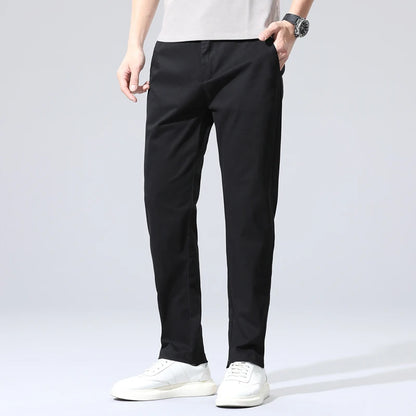 Spring Summer Men's Chinos Cotton Pants Straight Fashion Casual Classic Business Trousers for Male Khaki Black Grey Plus size 40