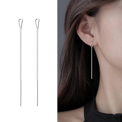 316L Stainless Steel Long Tassel Earrings For Women Elegant Simple Gold Color Drop Earring Stylish Jewelry Personality Gift