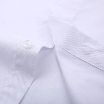 Men's Classic Fly Front Placket French Cuffs Dress Shirt Without Pocket Full Sleeve Standard-fit Banquet Wedding White Shirts