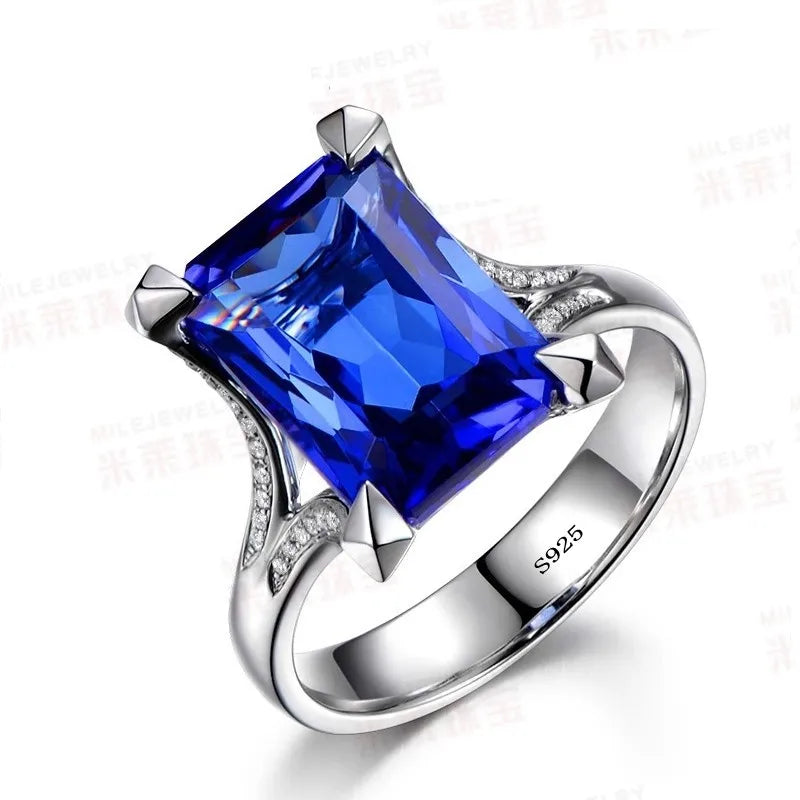 90% OFF Male 8ct Lab Sapphire Ring Real 925 sterling silver Jewelry Engagement Wedding band Rings for men Luxury Party accessory