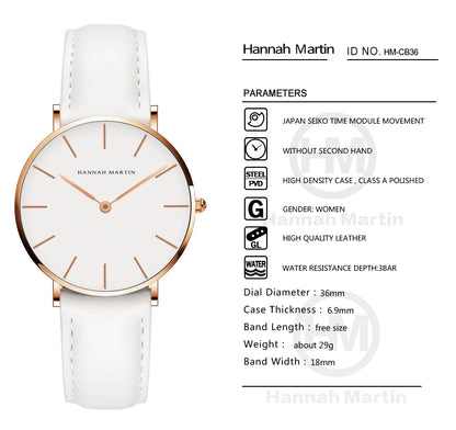 Hannah Martin Japan Quartz Movement High Quality Women Stainless Steel Mesh Rose Gold Waterproof Ladies Watch Dropshipping CB36