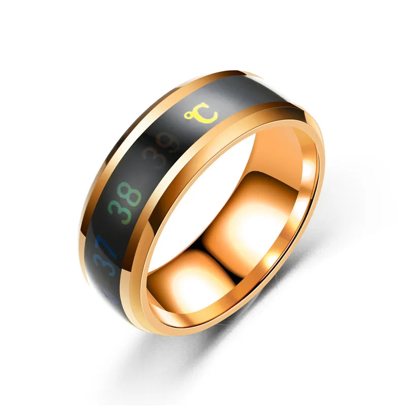 Titanium Steel Temperature Couple Ring Mood Emotion Feeling Intelligent Sensitive Rings For Women Men Waterproof Jewelry Gift