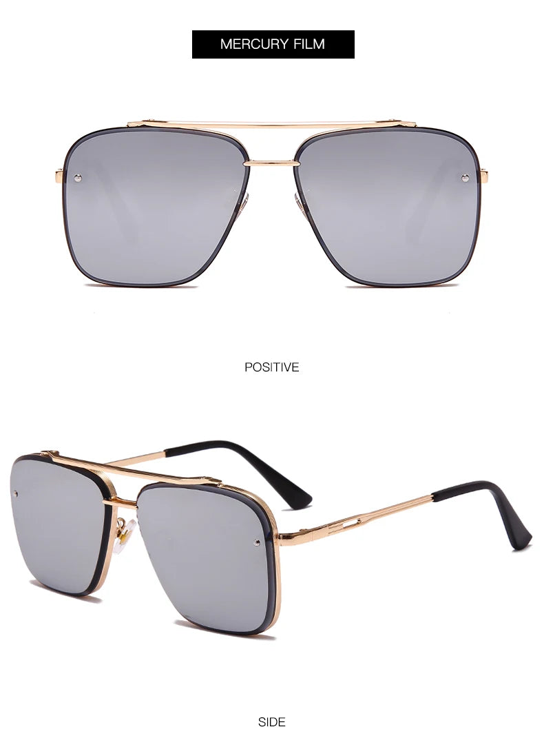 New Fashion Classic Square Sunglasses Cool Men Vintage Brand Design Metal Sun Glasses Women Shades UV400 Oculos De Sol