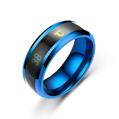 Titanium Steel Temperature Couple Ring Mood Emotion Feeling Intelligent Sensitive Rings For Women Men Waterproof Jewelry Gift