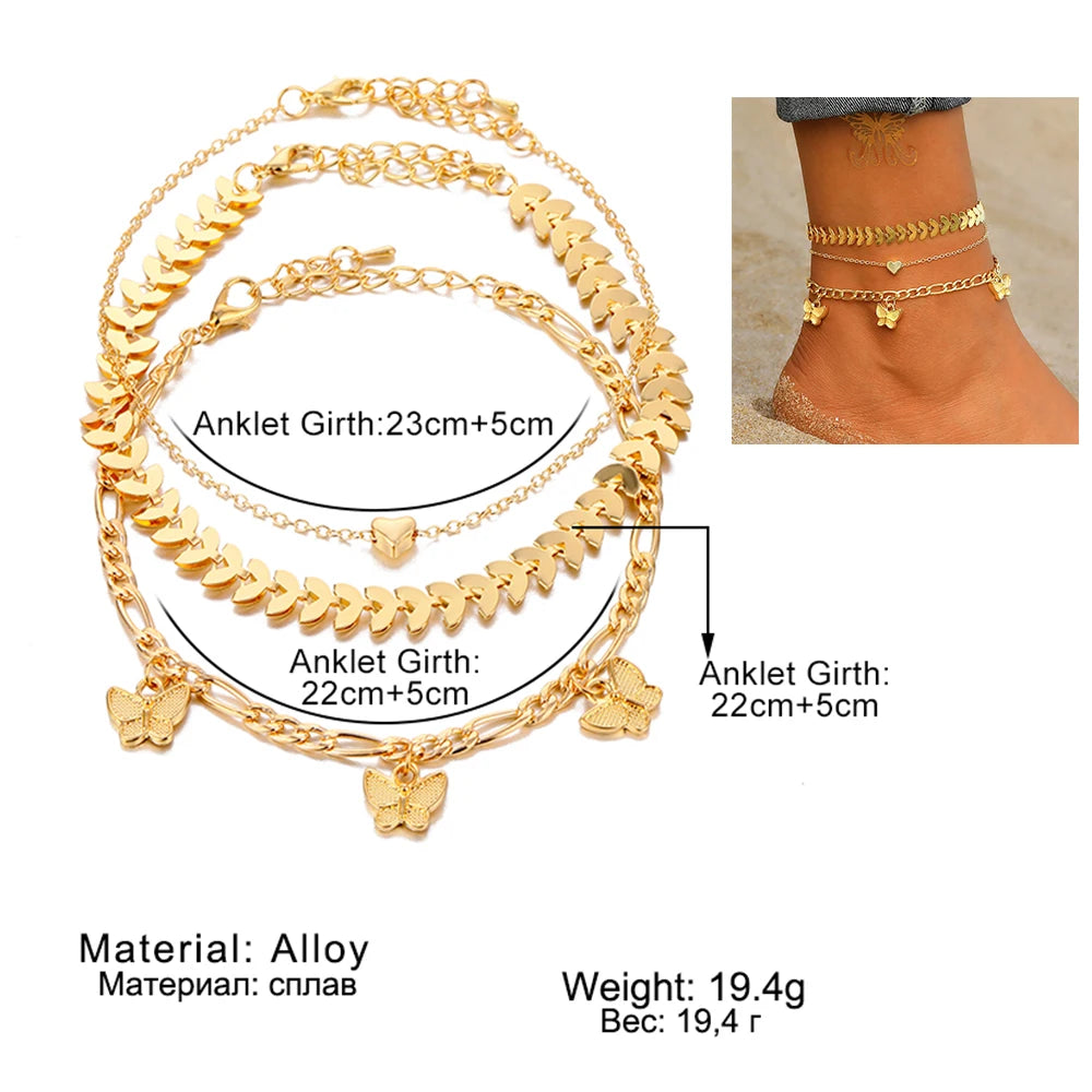 FNIO Bohemia Chain Anklets for Women Foot Accessories 2021 Summer Beach Barefoot Sandals Bracelet ankle on the leg Female