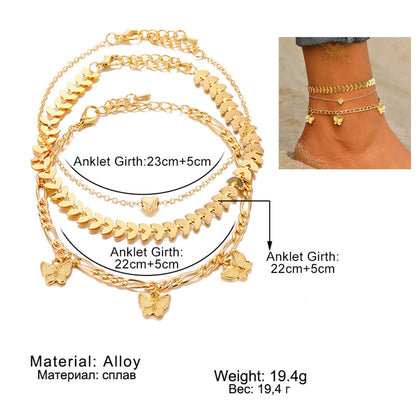 FNIO Bohemia Chain Anklets for Women Foot Accessories 2021 Summer Beach Barefoot Sandals Bracelet ankle on the leg Female