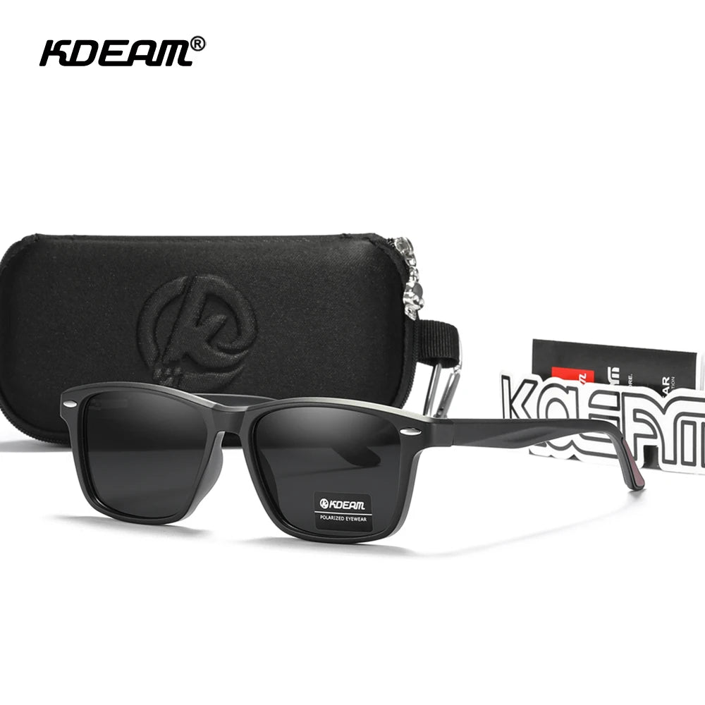 KDEAM All Matching Square Polarized Sunglasses For Men Women TR90 Material Frame Spring Hinges KD398