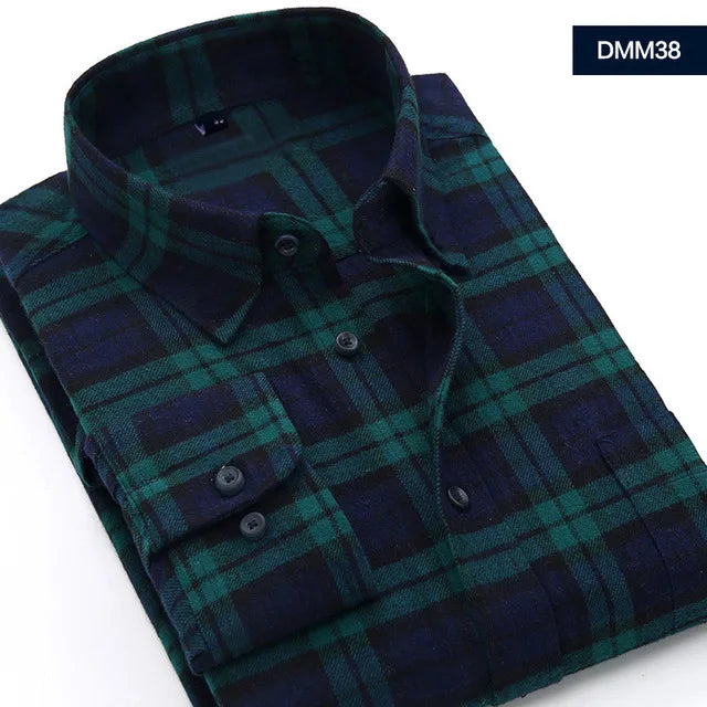 Plaid Shirt 2025 New Autumn Winter Flannel Red Checkered Shirt Men Shirts Long Sleeve Chemise Homme Cotton Male Check Shirts