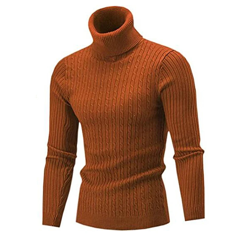 Autumn and Winter Men's Warm Sweater Long Sleeve Turtleneck Sweater Retro Knitted Sweater Pullover Sweater