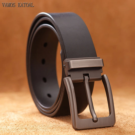 Cowhide Genuine Leather Belts for Men Male Pin Buckle Jeans Waist Belt Mens Black Brown Commuter business Belt Ceinture Homme