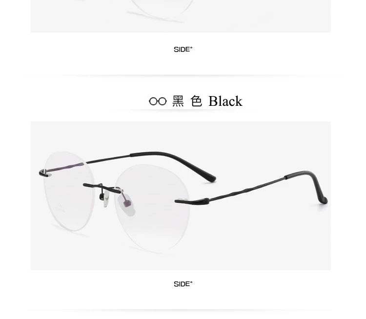 Titanium Alloy Rimless Glasses Frame Men Ultralight Round Eyeglasses Myopia Prescription Frames For Women Optical Eye Glass