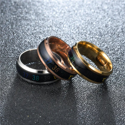 Titanium Steel Temperature Couple Ring Mood Emotion Feeling Intelligent Sensitive Rings For Women Men Waterproof Jewelry Gift