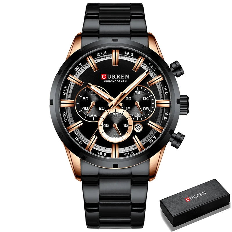 CURREN Men Watch Top Brand Luxury Sports Quartz Mens Watches Full Steel Waterproof Chronograph Wristwatch Men Relogio Masculino