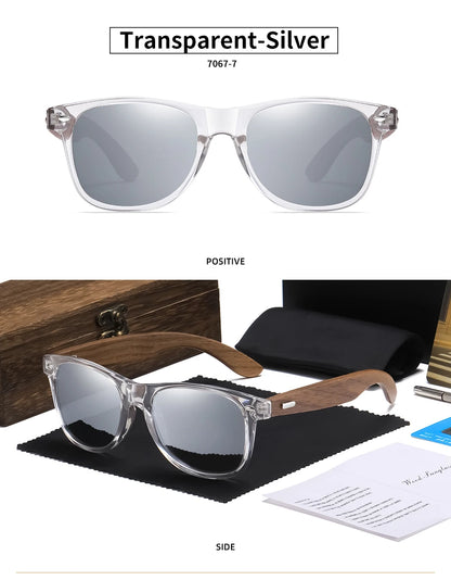 GM Brand Transparent Color Frames Sunglasses Men Women's Polarized Delicate Fashion Handmade Wood Sunglasses With Box