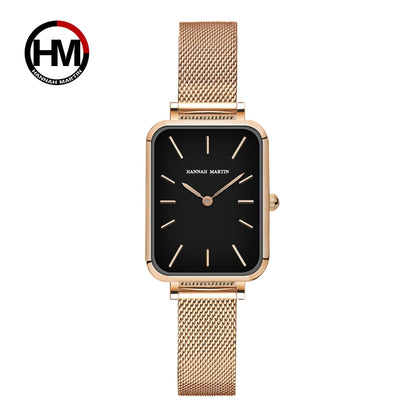 Rectangle Ultrathin Nordic Simple Style Japan Quartz Movement Fashion Stainless Steel Mesh Silvery Bracelet Belt Ladies Watches