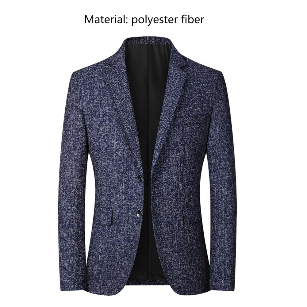 Men Blazer Solid Color Single Breasted Autumn Winter Two Buttons Pockets Suit Coat for Wedding