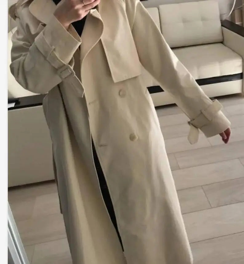 2025 Fall / Autumn New Design Women Stylish Cotton Long Trench Coat Female Windbreaker