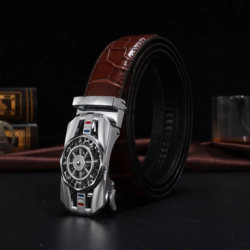 Men Genuine Leather Belts Brand Luxury Stone Pattern High Quality Business Work Automatic Buckle Belts for Men ZD121