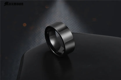 Maxmoon 2019 New black Titanium Steel finger ring for men Silver Color plated rings Women accessories Ring Jewelry Couple