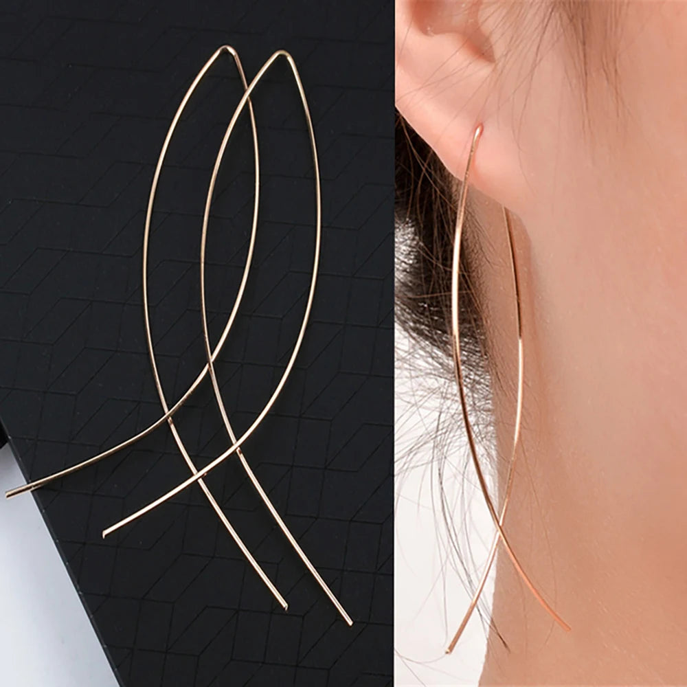 316L Stainless Steel Long Tassel Earrings For Women Elegant Simple Gold Color Drop Earring Stylish Jewelry Personality Gift